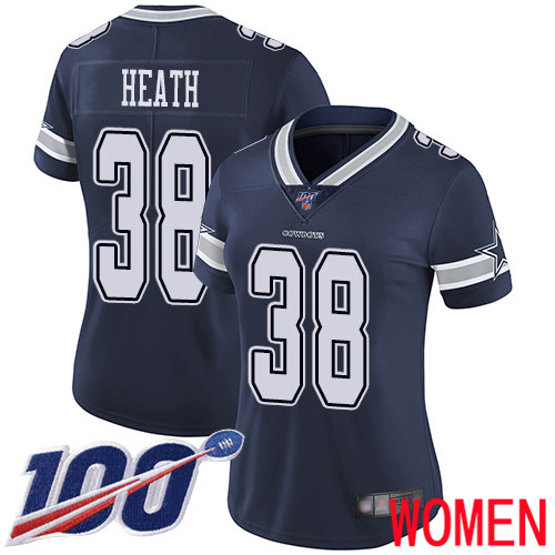 Women Dallas Cowboys Limited Navy Blue Jeff Heath Home 38 100th Season Vapor Untouchable NFL Jersey